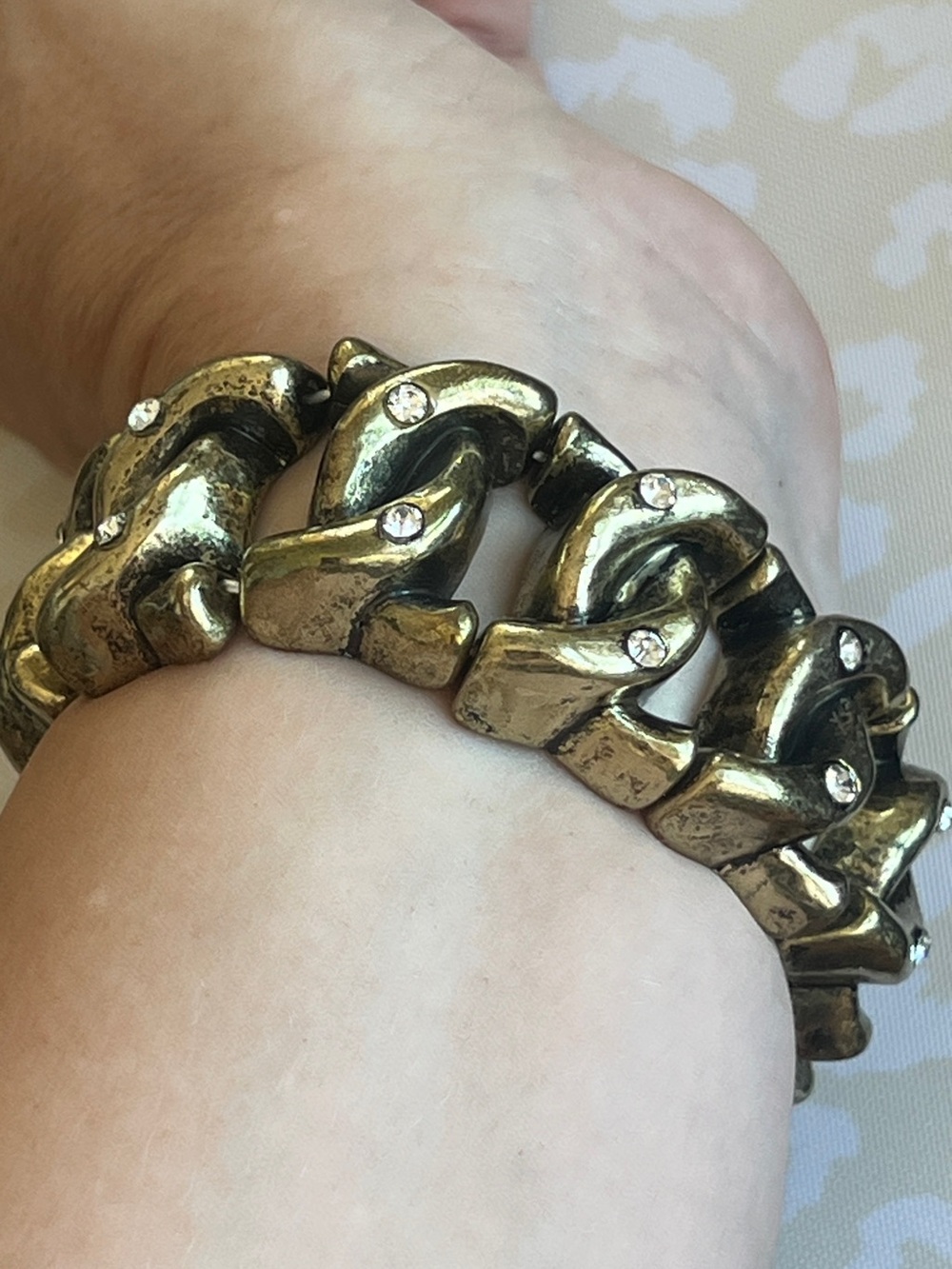 Gold-Tone Chunky Rhinestone Stretch Bracelet – 2.5 inch diameter - Picture 6 of 9